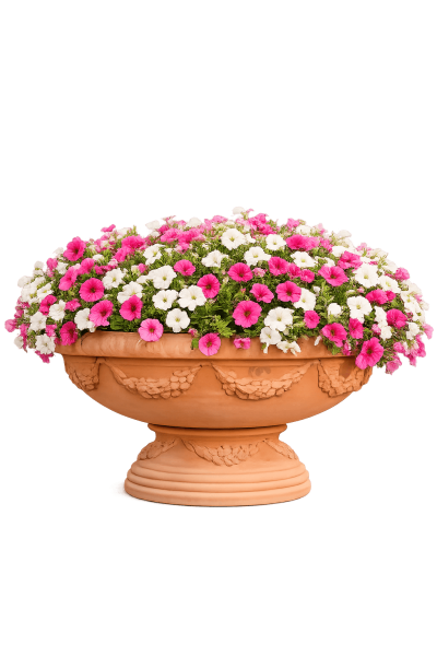 Riesige Impruneta Terracotta Pflanzschale mit Rankenverzierung und Akanthusblättern – handgefertigt und frostfest